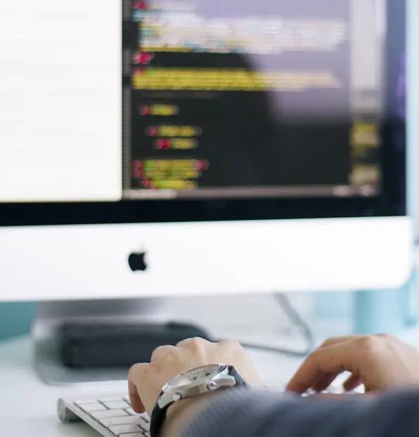 person on computer screen