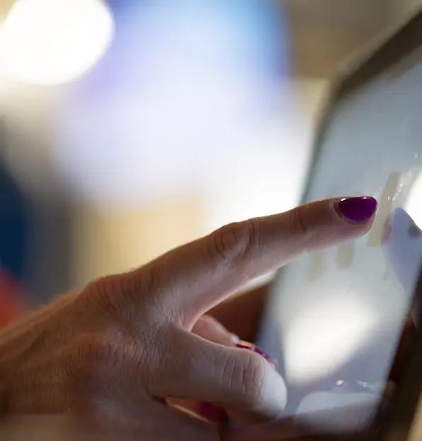 person on computer screen